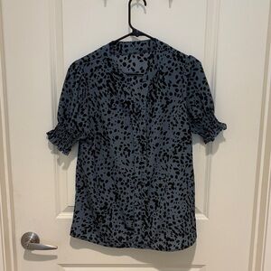 Source Unknown Black and Blue Spotted Blouse